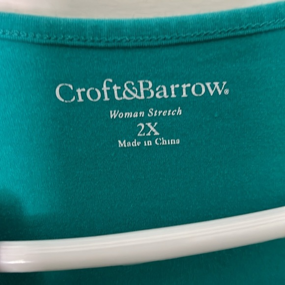 Croft & Barrow Woman Stretch 2x Kelly Green Shirt - Picture 3 of 5
